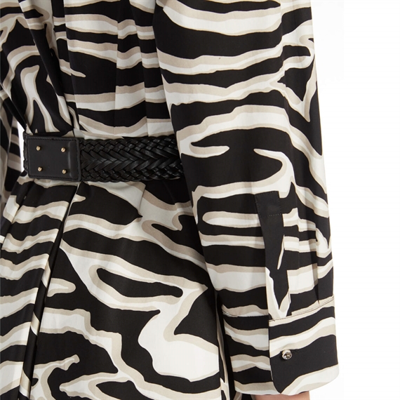Max Mara Studio ARABBA Kjole, White Black Zebra Print